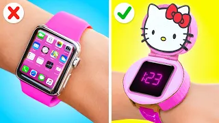 MY MOM MADE ME DIY HELLO KITTY GADGETS💖 Cardboard Crafts and Easy Parenting Hacks by 123 GO!
