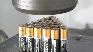 Crushing 21 Batteries with Big Hydraulic Press