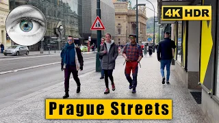 Prague Walking tour: Na Příkopě - Wenceslas Square - Národní - Vltava 🇨🇿 Сzech Republic 4k HDR ASMR