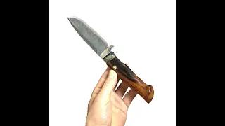 Damascus Hunting Knife 430 Stainless Steel Mammoth Teeth Fossil American Desert Iron Wood Handle