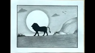 How To Draw an Easy scenery of Lion in the Forest|Pencil shading for Beginners|Easy pencil drawing