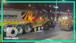 Westbound Gandy Boulevard could reopen by Thursday morning after fuel tanker overturns