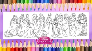 ALL Disney Princess Ariel Cinderella Jasmine Rapunzel Aurora Merida Pocahontas & More Coloring Pages