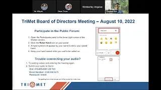 TriMet Board of Directors Meeting August 10, 2022