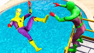 GTA 5 Water Ragdolls Green Spiderman vs Yellow Spiderman Jumps/Fails (Euphoria Physics) #3