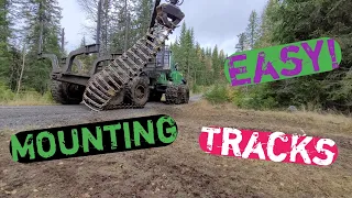 🌲How to mount wheel tracks on a JOHN DEERE forwarder. Using just a chain.🌲