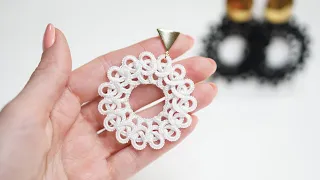 Needle tatting. Round lace earrings. Tatted earrings / Фриволите иглой. Кружевные серьги