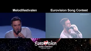 Måns Zelmerlöw - Heroes (Sweden) 2015 Eurovision Song Contest vs Melodifestivalen Comparison