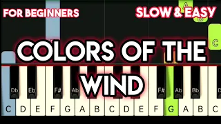 VANESSA WILLIAMS - COLORS OF THE WIND | SLOW & EASY PIANO TUTORIAL