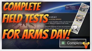 Destiny - ARMS DAY! How to Complete Field Test for Banshee. How to get Legendary Weapons from him.