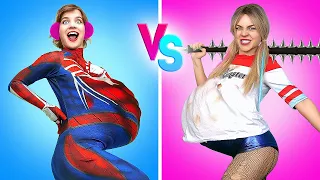 Super-heroína Grávida BOA vs. Má! — Como Se Tornar SUPER-HEROÍNA em 24 HORAS, por Desafio Aceito