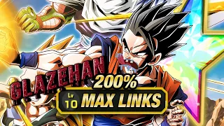 GAWK GAWK!!!!! 100% MAX LINKS LR ULTIMATE GLAZEHAN (GOHAN) 200% SHOWCASE! (DBZ: Dokkan Battle)