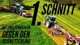 Erster Schnitt 2024 Teil 1 | Mähen und Schwaden mit Deutz-Fahr, John Deere und Valtra