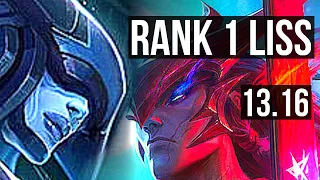 LISSANDRA vs YONE (MID) | Rank 1 Liss, 7/0/12, Rank 7, Godlike | KR Challenger | 13.16