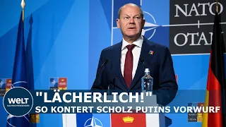 NATO-GIPFEL: Putins Reaktion? „Lächerlich", sagt Kanzler Scholz über den Vorwurf des Kreml-Chefs