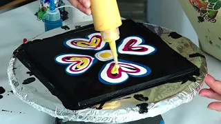 Flower of Heart ~ Easy Flower Acrylic Pouring Painting Anyone can Try!