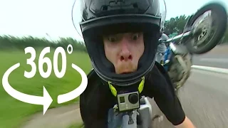 HILARIOUS Facial Reaction Biker CRASHES VR 360 Degree Videos FUNNY Motorcycle Wheelie Crash Oops 😳 😂