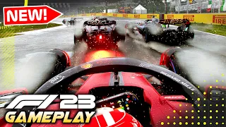 F1 23 Gameplay: HEAVY RAIN WET RACE! & Damage Model! New Rain Visual! Ray Tracing Ultra Graphics!