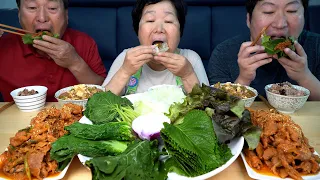 [SSAMBAP] Stir-fried spicy pork & fresh Vegetables - Mukbang eating show