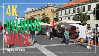 【4K】 Vilnius Walk - Old Town in Capital Days Festival with City Sounds