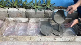 Awesome Techniques Making Cement Flower Pots From Plastic Bottles - Easy & Fast