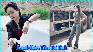 Beautiful female driver Trieu Dai Dinh and her journey to transport tiles