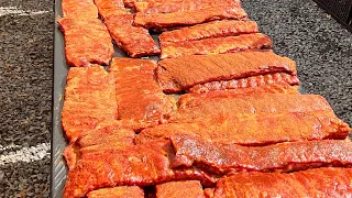 Highlight 5:15 - 10:15 from Smokin barrels BBQ is live! Baby back rib prep!