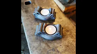 Blacksmithing-Forging a tea light candle holder.