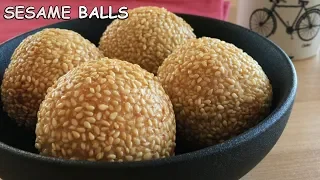 Sesame Balls | With Black Sesame Filling | 煎堆 | 芝麻球