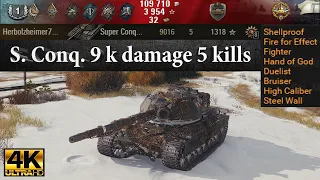 Super Conqueror video in Ultra HD 4K🔝 9 k damage 5 kills, 3460 block 🔝 World of Tanks ✔️