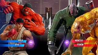 Red Hulk & Ryu VS Yellow Venom & Nemesis (Very Hard) - Marvel vs Capcom | 4K UHD Gameplay