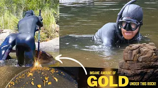 FINDING GOLD in rivers, UNDER THIS ROCK was loaded! 2 days prospecting & camping the NSW Goldfields.