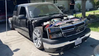 Air Bagging a Chevy Crew Cab in my driveway#Avs billet manifold