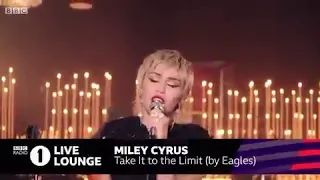 Miley performing Take It To The Limit by Eagles in honor of Mammie at BBC RADIO 1 LIVE LOUNGE