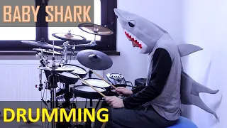 BABY SHARK - drumming for kids - funny drum cover with dancing