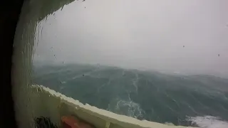 Ship in storm iceland coast