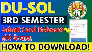 Du Sol 3rd Semester Admit Card Release || How To Download PDF Admit Card