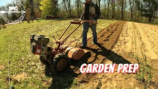 Using a 1970s Troy-Bilt Horse Tiller and Hoss Double Wheel Hoe Plow | Garden Tilling