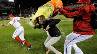 10 MOMENTS FEMALE  SPORTS REPORTERS GETTING SOAKED