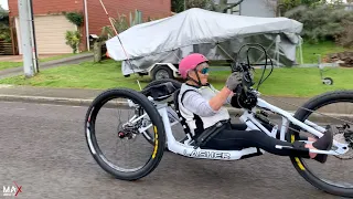 Lasher Sport Mountain Bike Handcycle meet Sue, by MaxAbility.