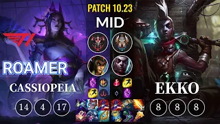 T1 Roamer Cassiopeia vs Ekko Mid - KR Patch 10.23