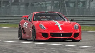 Ferrari 599XX Corse Clienti Nürburgring LOUD Acceleration Sounds in the Rain!