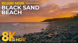 Reaxing Time at Pohoiki Black Sand Beach, Hawaii - 8K HDR Scenic Ocean Views with Crashing Waves