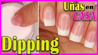 👉 Uñas en CASA SIN LAMPARA! con DIP POWDER Facilísimo! 💜 Uñas Naturales y TIPS Sistema de Inmersión