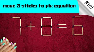 Matchstick puzzle #101 | Match puzzle 7+8=6 with hint and solution.