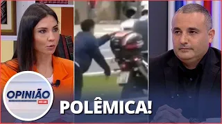 Delegado Palumbo e Amanda Klein discutem sobre caso do homem algemado em moto de PM