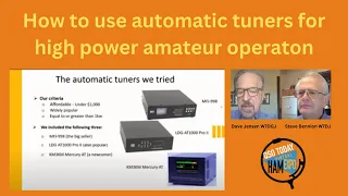How to use automatic tuners for high power amateur radio operation