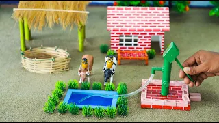 DIY Farm how to make cow shed | Diorama with house for cow, barn | mini hand pump supply water #15