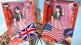 Comparing UK and US Superhero Secret Marinette Miraculous Ladybug Dolls