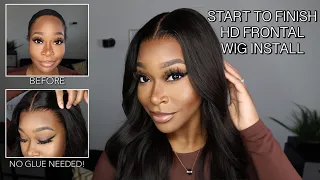 No Glue, No Bald Cap HD Ultra Clear Lace Wig Install + Big HEAD Friendly Frontal Wig | Hairvivi